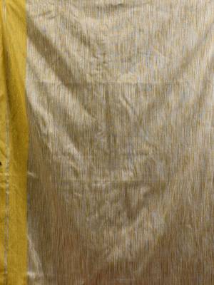 Corn yellow cotton soft saree with contrast beige pallu 4