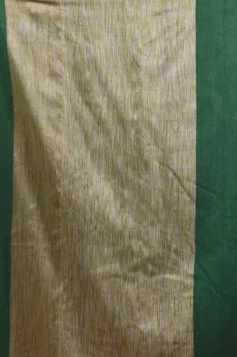 Green cotton soft saree with contrast beige pallu
