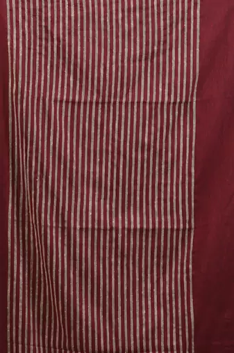 Dark red cotton soft saree with stripes pallu