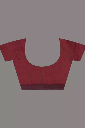 Dark red cotton soft saree with stripes pallu