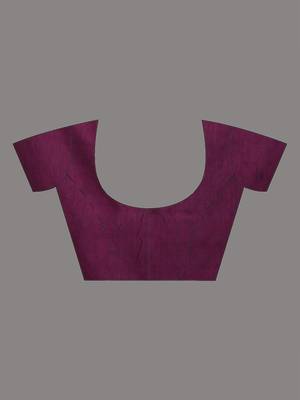 Magenta cotton handspun soft saree with pompom 5
