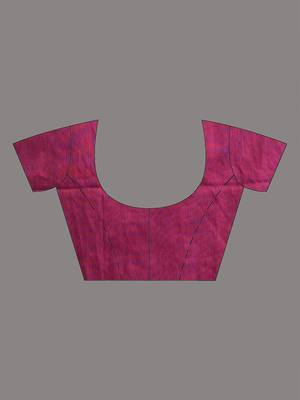Teal cotton soft saree with contrast magenta pallu 5