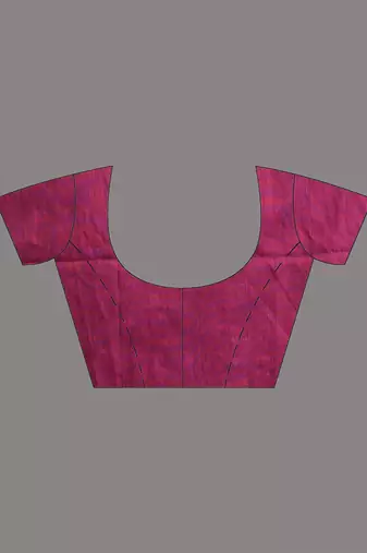 Teal cotton soft saree with contrast magenta pallu