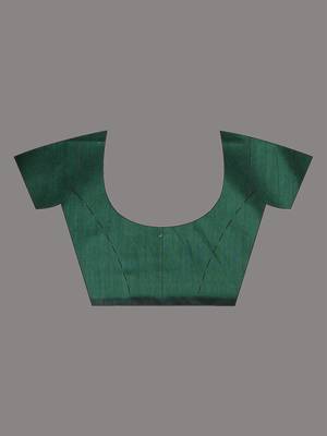 Teal cotton soft saree with contrast green pallu 5