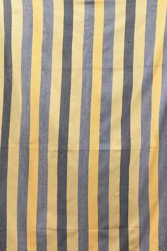 Yellow cotton soft saree with stripe pallu