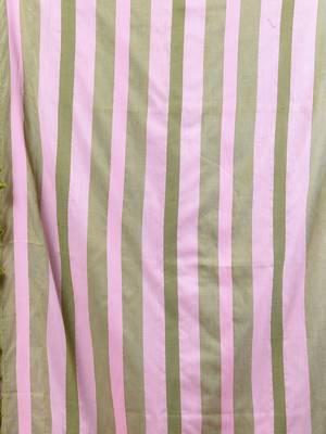 Olive green cotton soft saree with stripe pallu 4