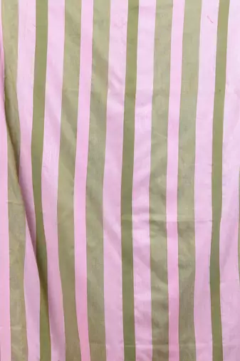 Olive green cotton soft saree with stripe pallu