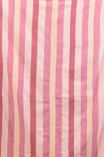 Cream cotton soft saree with stripe pallu
