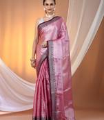 Pink shimmer tissue saree with nakshi borders