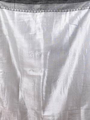 Silver shimmer tissue saree with nakshi borders 4
