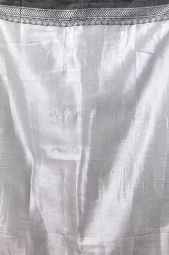 Silver shimmer tissue saree with nakshi borders