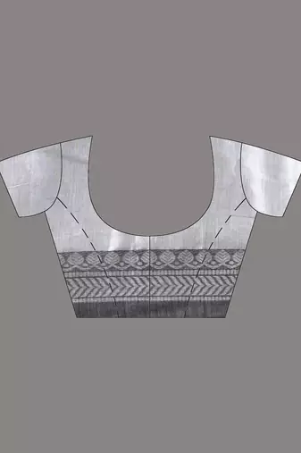 Silver shimmer tissue saree with nakshi borders