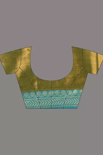 Sap green shimmer tissue saree with nakshi borders