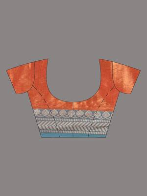 Orange shimmer tissue saree with nakshi borders 5