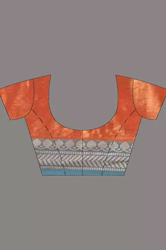 Orange shimmer tissue saree with nakshi borders
