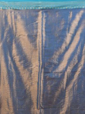 Blue shimmer tissue saree with nakshi borders 4