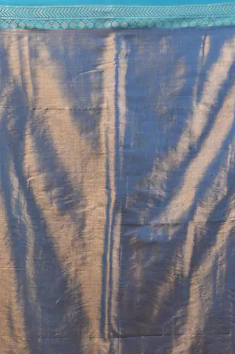 Blue shimmer tissue saree with nakshi borders