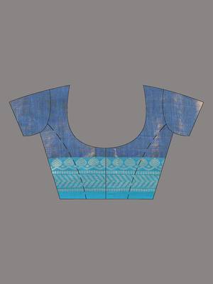 Blue shimmer tissue saree with nakshi borders 5