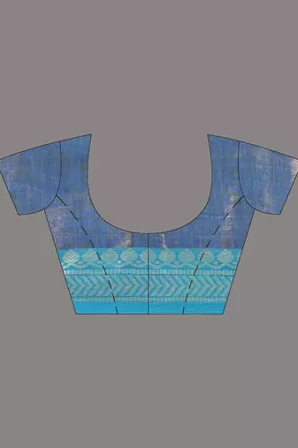 Blue shimmer tissue saree with nakshi borders