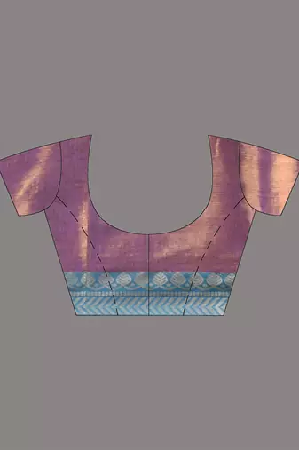 Violet shimmer tissue saree with nakshi borders