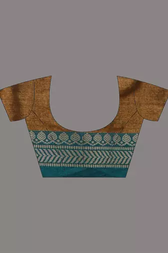 Copper shimmer tissue saree with nakshi borders