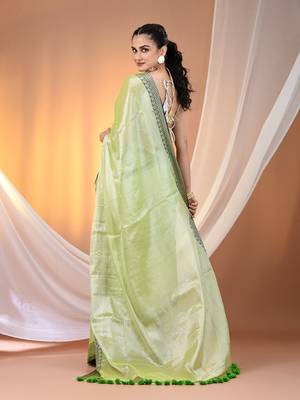 Light green shimmer tissue saree with nakshi borders 3