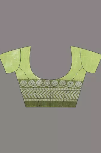 Light green shimmer tissue saree with nakshi borders