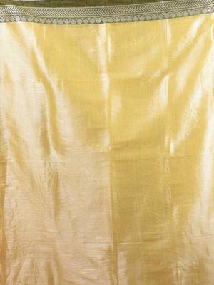 Yellow shimmer tissue saree with nakshi borders 4