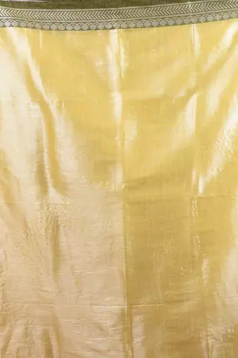 Yellow shimmer tissue saree with nakshi borders