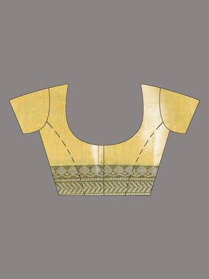 Yellow shimmer tissue saree with nakshi borders 5