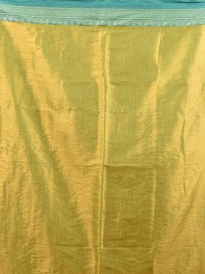 Lime green shimmer tissue saree with nakshi borders 4
