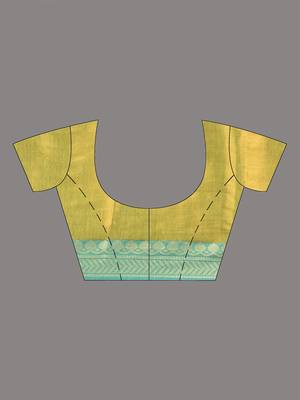 Lime green shimmer tissue saree with nakshi borders 5