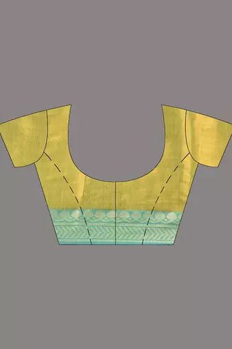 Lime green shimmer tissue saree with nakshi borders