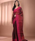 Maroon stripe pattern tissue saree with sequin work