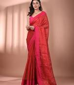 Red stripe pattern tissue saree with sequin work