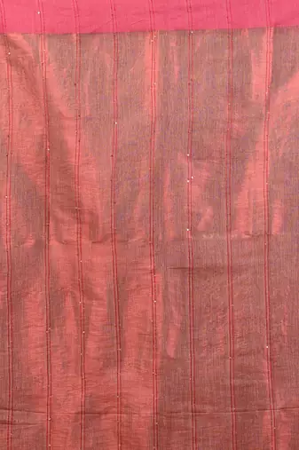 Beige stripe pattern tissue saree with sequin work