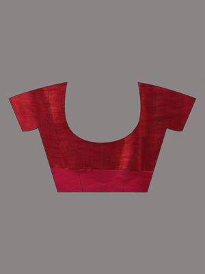Red and pink dual tone stripe pattern tissue saree with sequin work 5