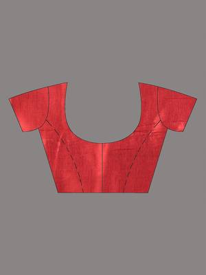 Red shimmer tissue saree with gota patti borders 5