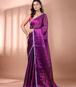 Purple shimmer tissue saree with gota patti borders