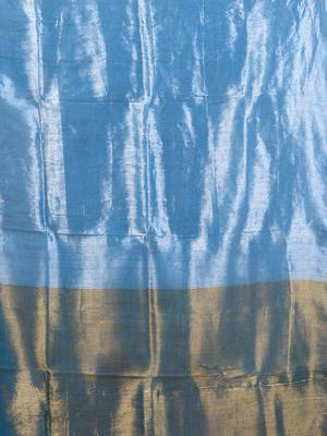 Turquoise blue shimmer tissue saree with gota patti borders 4