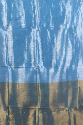 Turquoise blue shimmer tissue saree with gota patti borders