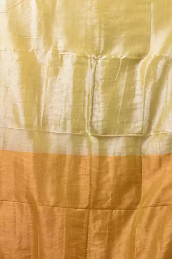 Yellow shimmer tissue saree with gota patti borders