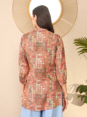 Women multi rayon blend abstract printed regular top 4
