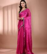 Pink shimmer tissue saree with gota patti borders