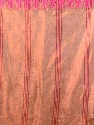 Beige tissue soft saree with temple borders 4