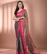 Copper tissue soft saree with temple borders