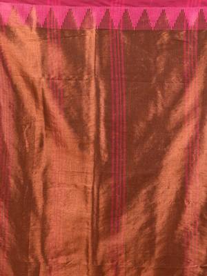Brown tissue soft saree with temple borders 4