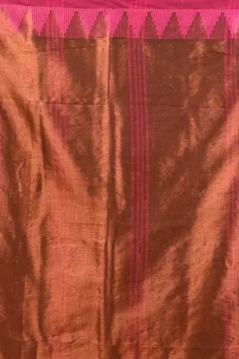 Brown tissue soft saree with temple borders