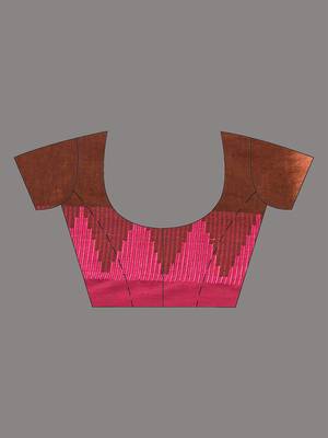Brown tissue soft saree with temple borders 5
