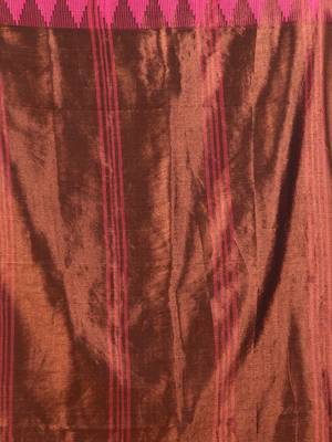 Copper tissue soft saree with temple borders 4